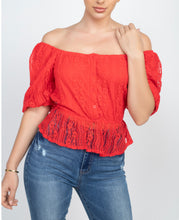 Load image into Gallery viewer, Lace off shoulder Top